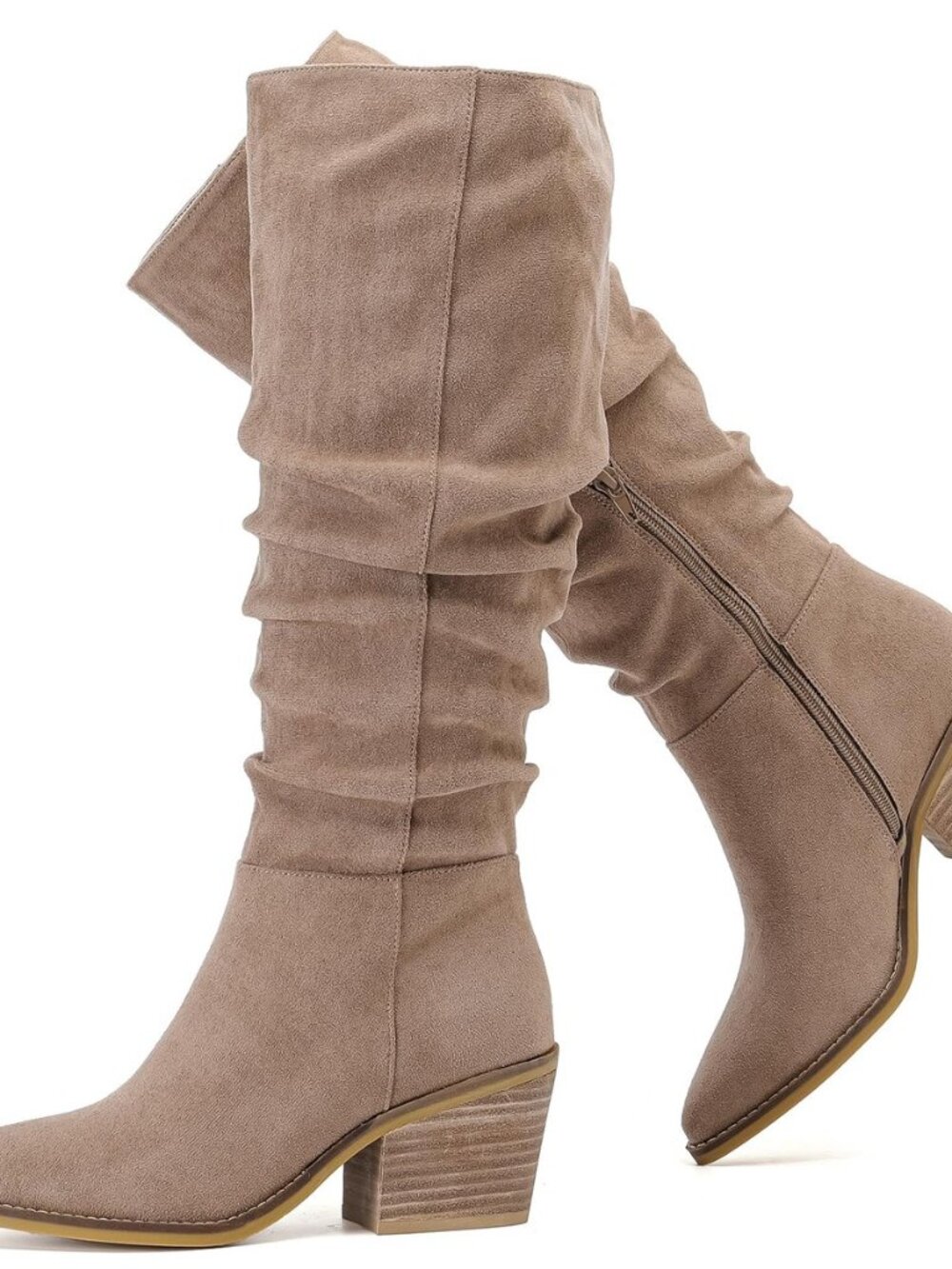Women's Knee High Boots Slouchy Heeled Boots.